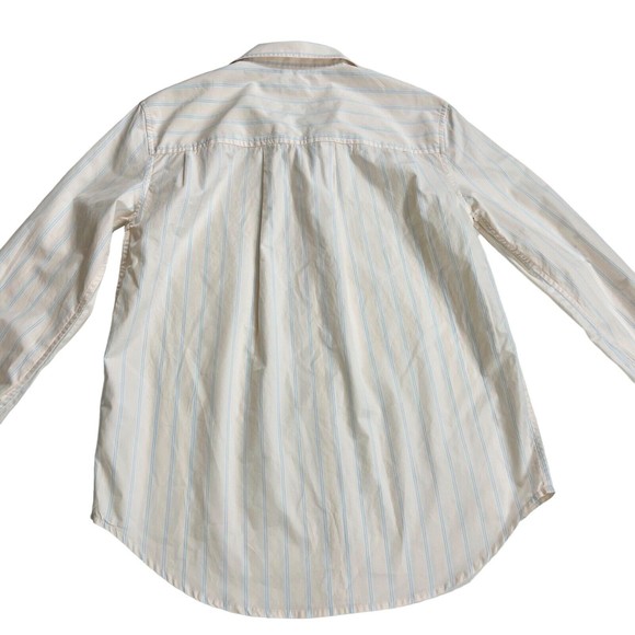 Frame Denim Bell Sleeve Button Down Shirt Light Light Pink w Blue Stripes XS - Picture 4 of 10